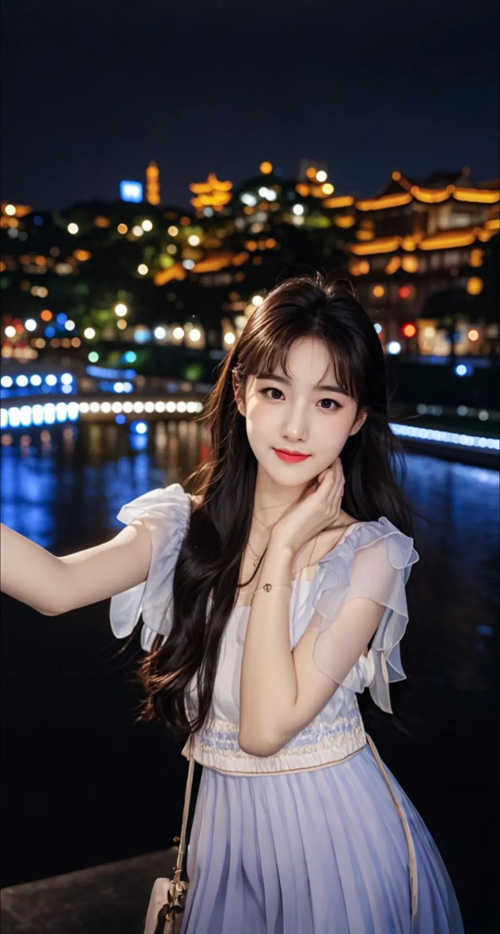 AI扩图 AI夜景气质少女