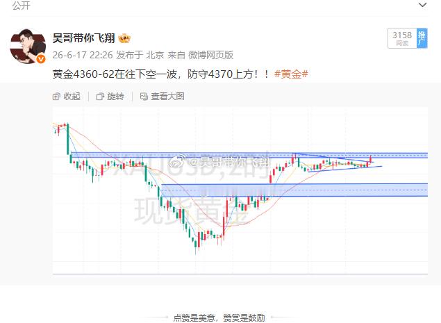 黄金4362空，4347减持，获150点震荡局面没破关键压制没破前还是看区间运行