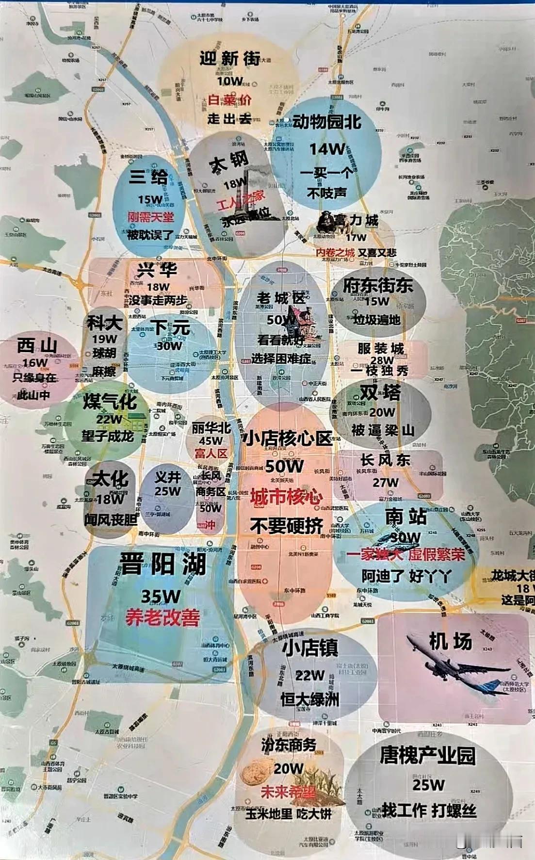 太原城市不大，房价不低！
让你买你会买哪里？