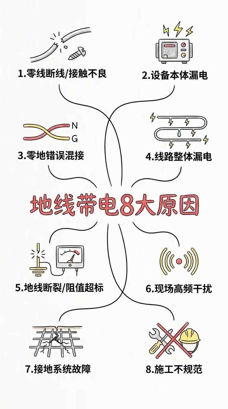 地线带电的8大原因分析。