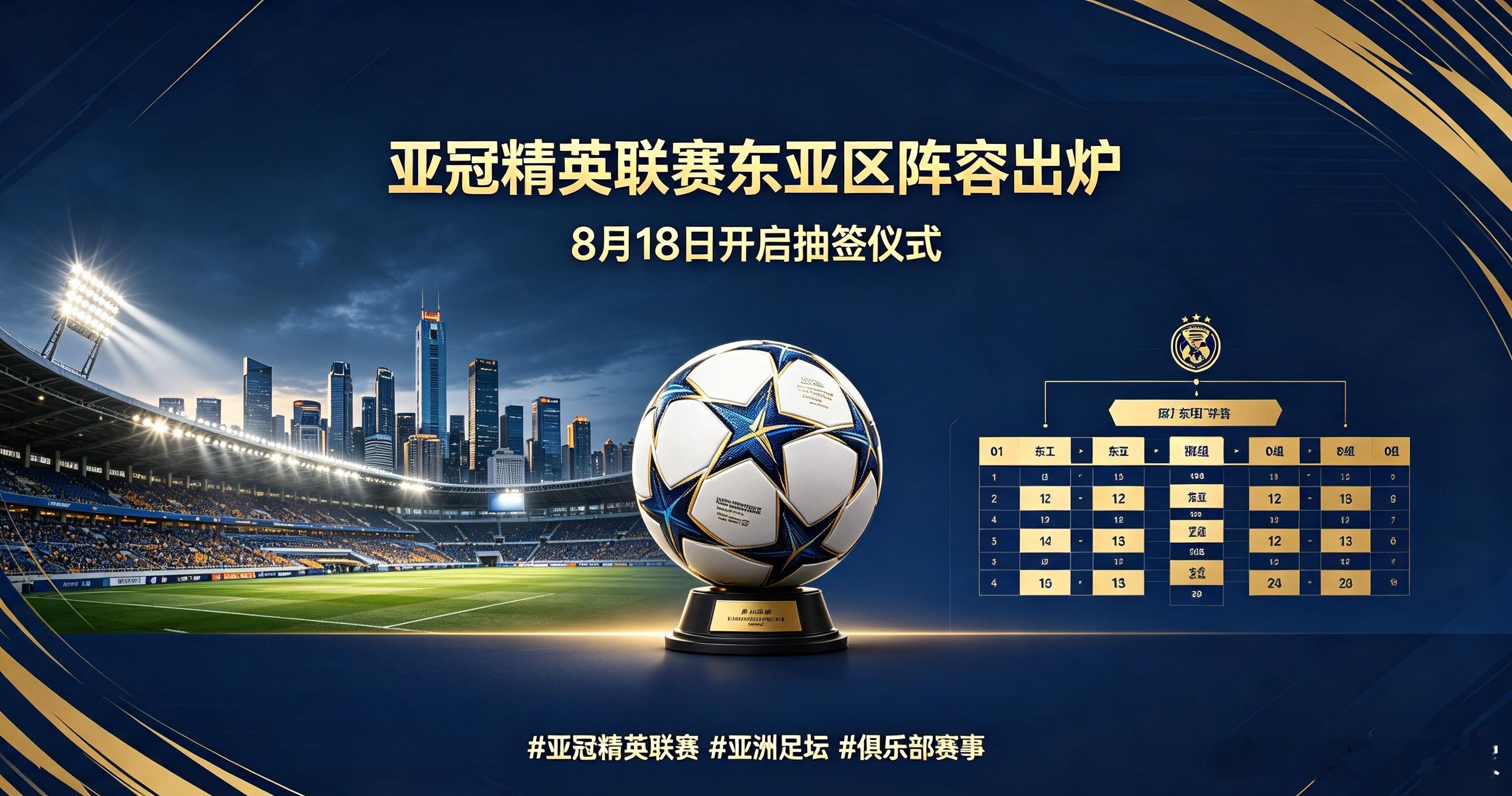 亚足联8月12日更新信息，26-27赛季亚冠精英联赛东亚区参赛队伍全部确定，抽签