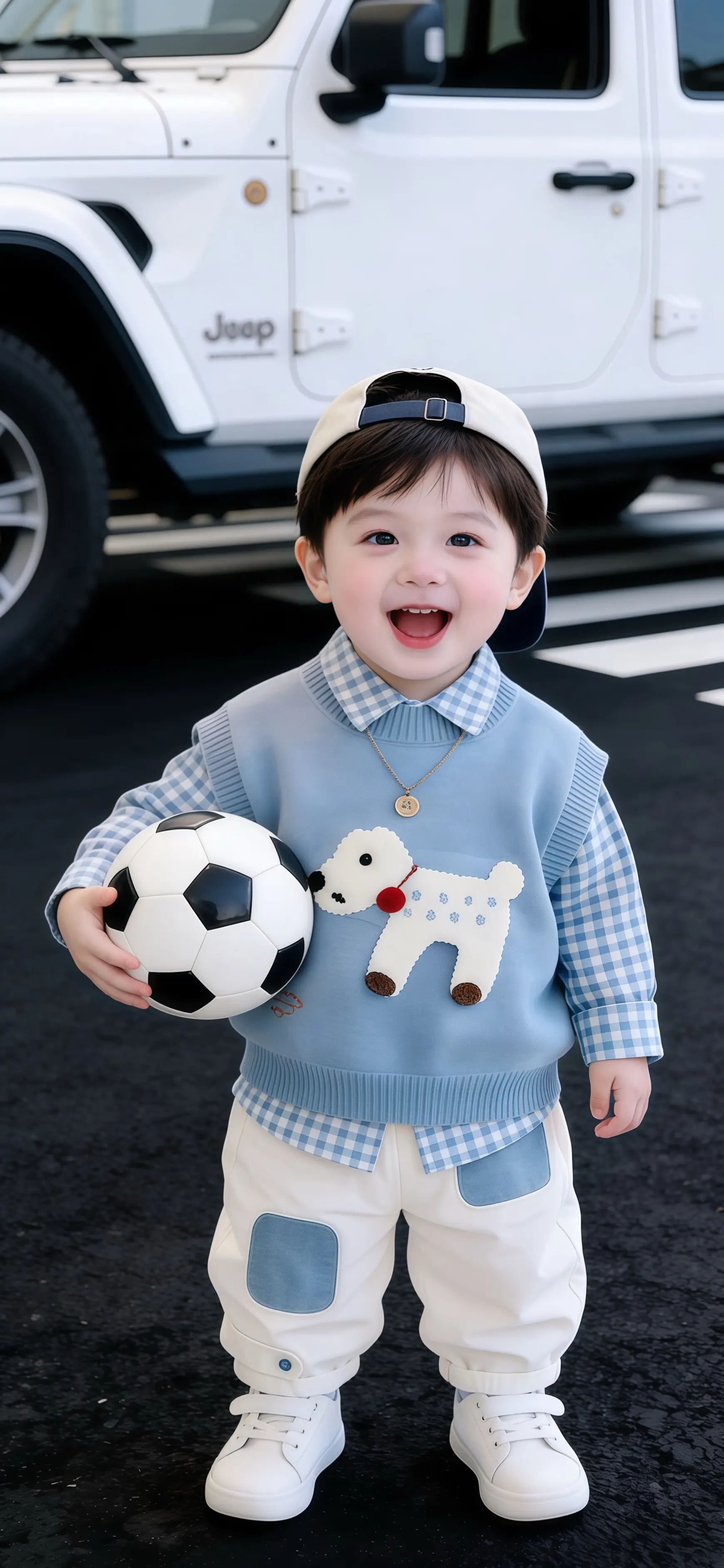 男童时尚春秋套装。