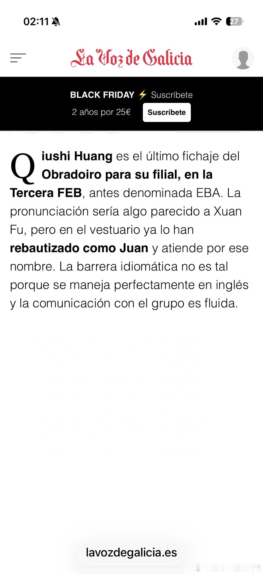 辽宁男篮黄秋实西班牙联赛 🇪🇸《La Voz de Galicia》报道翻译