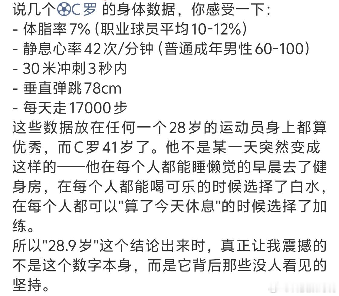 C罗生物年龄仅为28.9岁就问你炸裂不炸裂这么看我比他还老