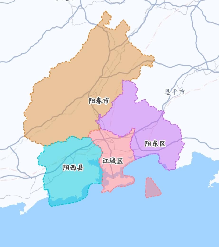 全国阳气最充足的城市，阳江市，下面四个行政区中3个带阳：阳东、阳西、阳春，还有河