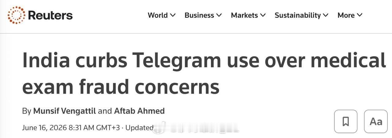 由于Telegram被大量用于印度国家医学入学考试的作弊活动，印度教育部决定在6