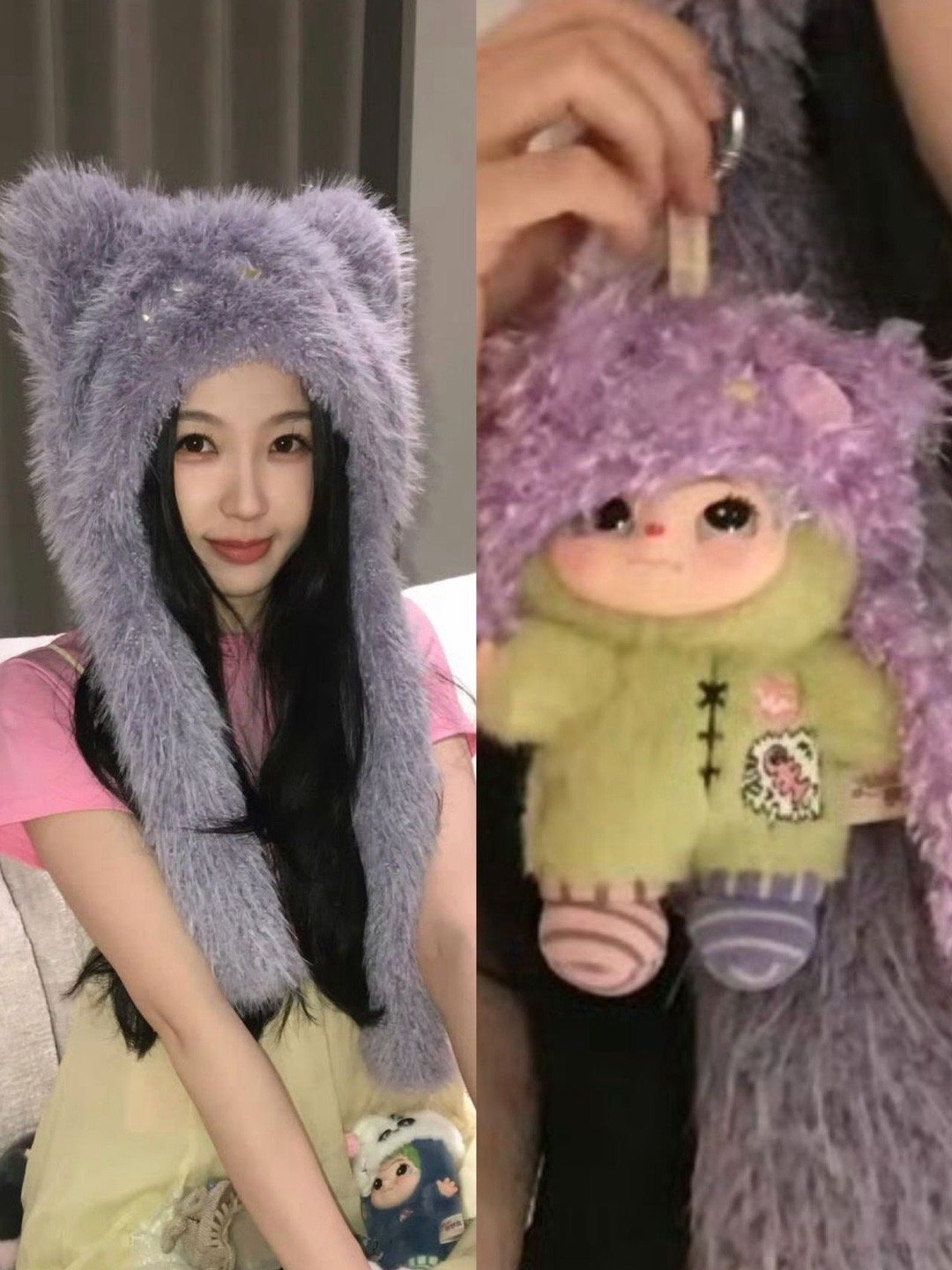 虞书欣和wakuku同款帽子我说虞书欣完全帽子大户来的，每顶帽子戴上都是毛茸茸的