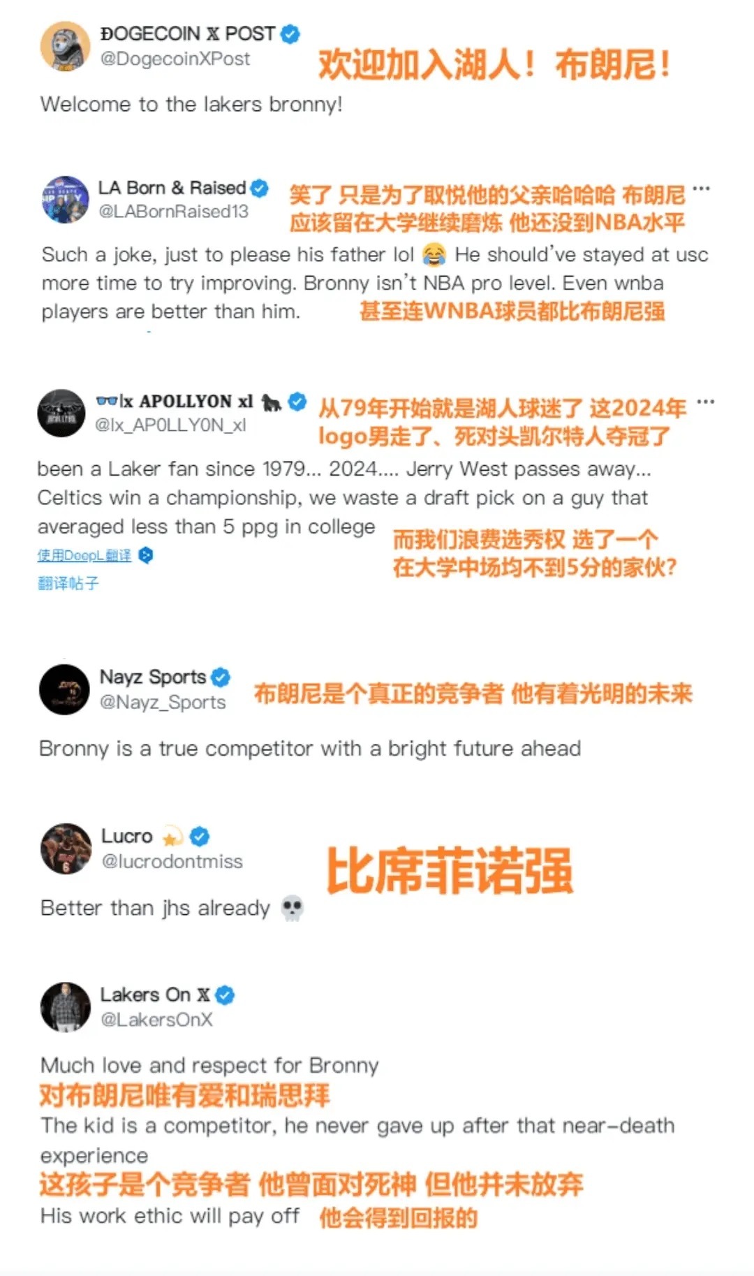 美网友吐槽父子同台：布朗尼不如WNBA球员 ​​​