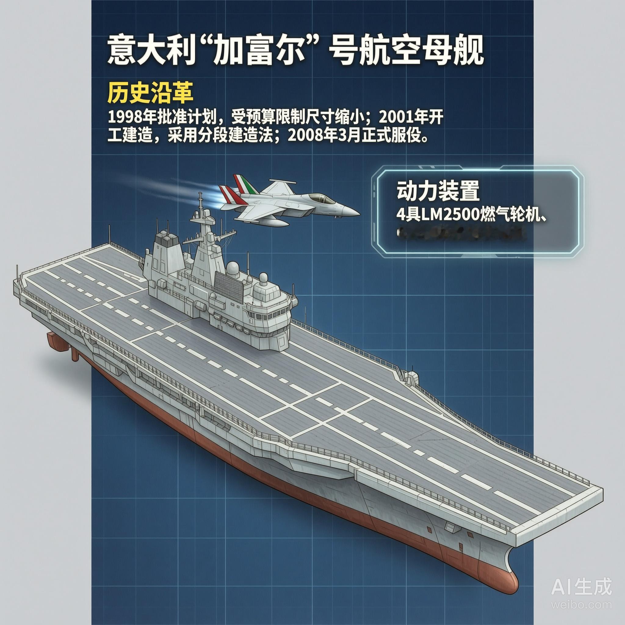 军事ai新视野  意大利“加富尔”号航空母舰“加富尔”号航空母舰是意大利在21世
