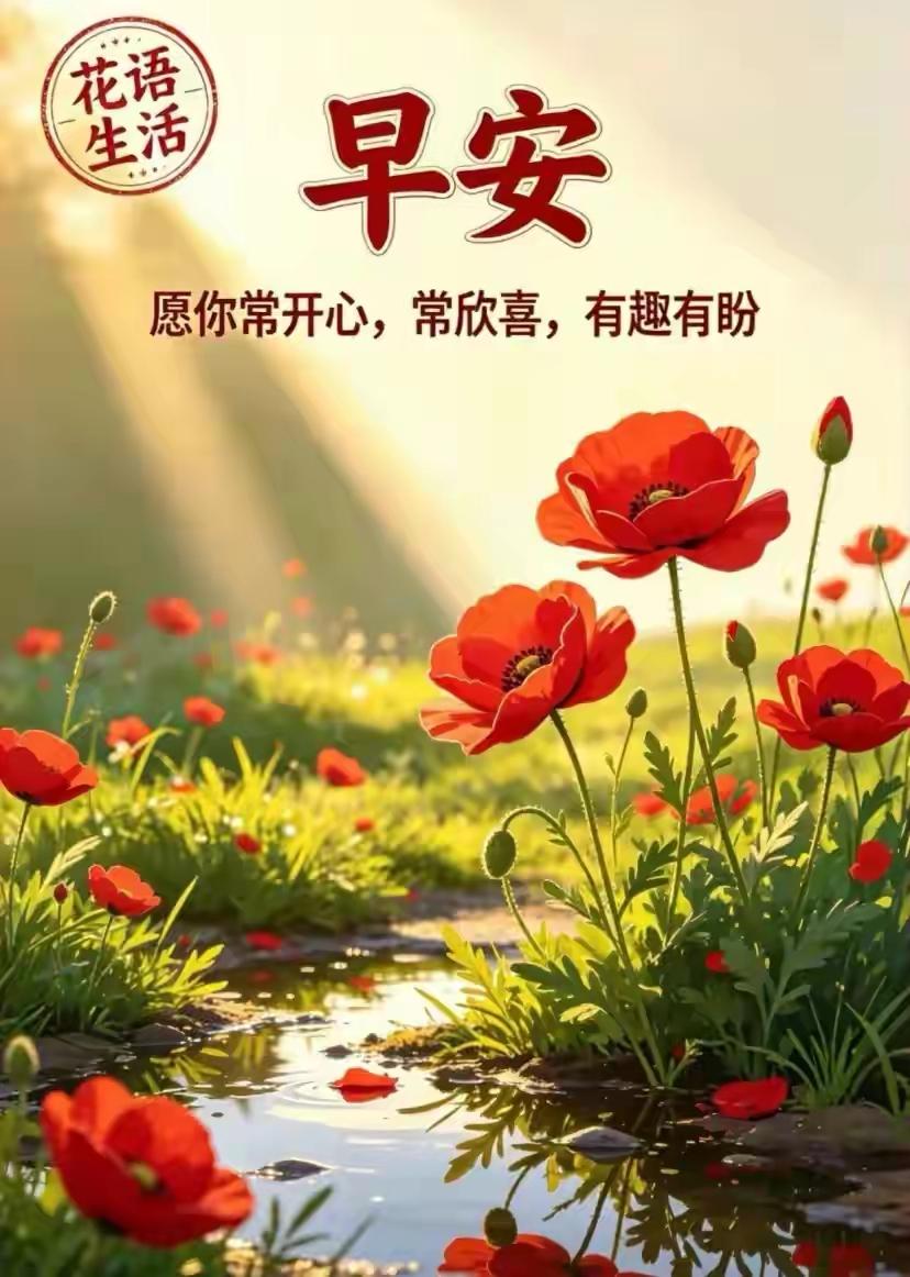 周三早安☀️
清晨一缕晨光，捎去满心祝福。新的一天，不必追赶所有，放平心态，从容