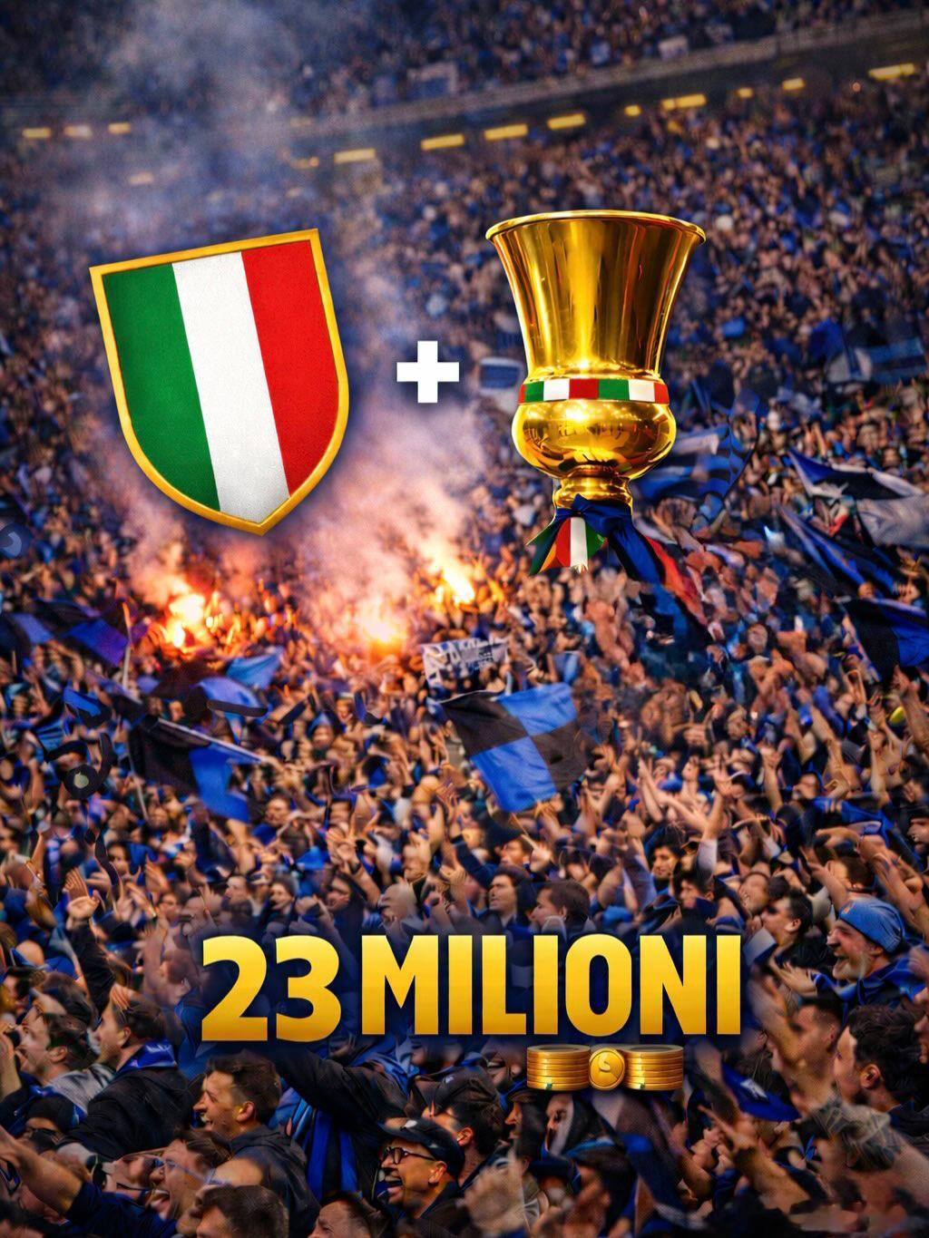 意甲冠军奖金1600万欧元意大利杯冠军奖金700万欧元国际米兰意甲欧冠