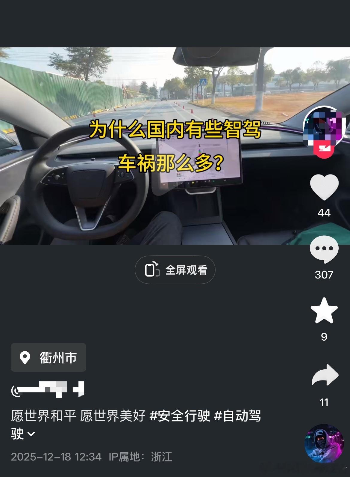 有位小伙挺幽默的18号中午刚说完国内有些智驾车祸多，18号晚上使用FSD撞车就炸