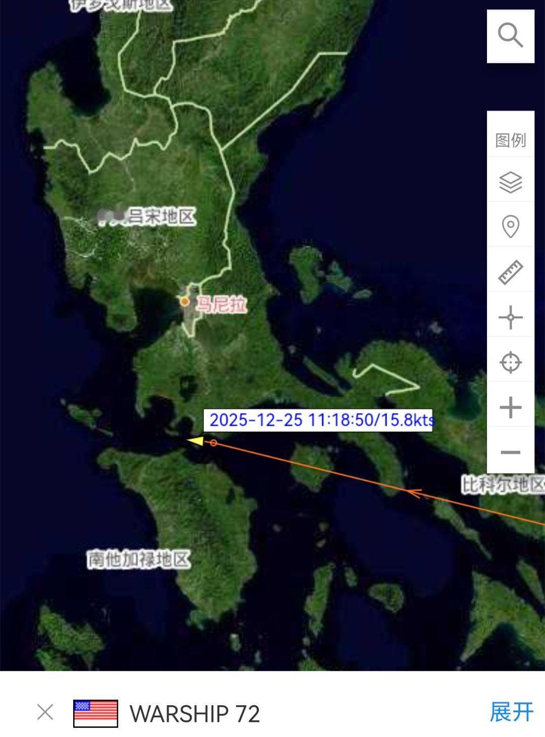 林肯号航母打击群进入南海——AIS信号显示，12月25号，美国海军林肯号航母(C