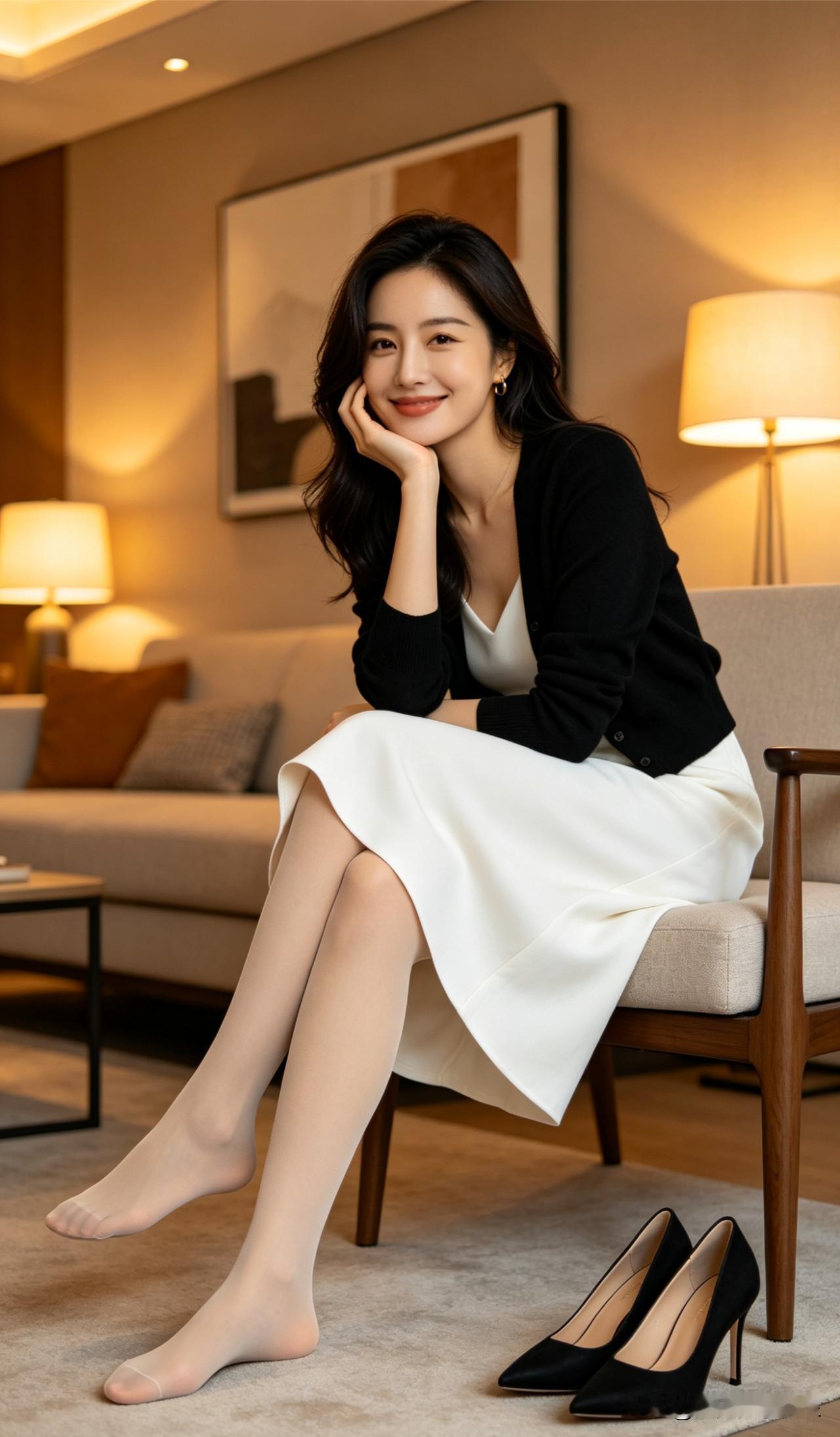 ai宝妈太可爱了，她在家里休息，她的穿搭得体，贤妻良母。ai宝妈 宝妈ai ai