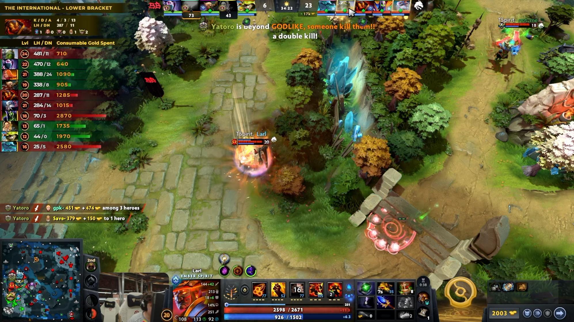 DOTA2TI15 淘汰赛败者组半决赛Spirit对阵BB战队BO3第一局，经过