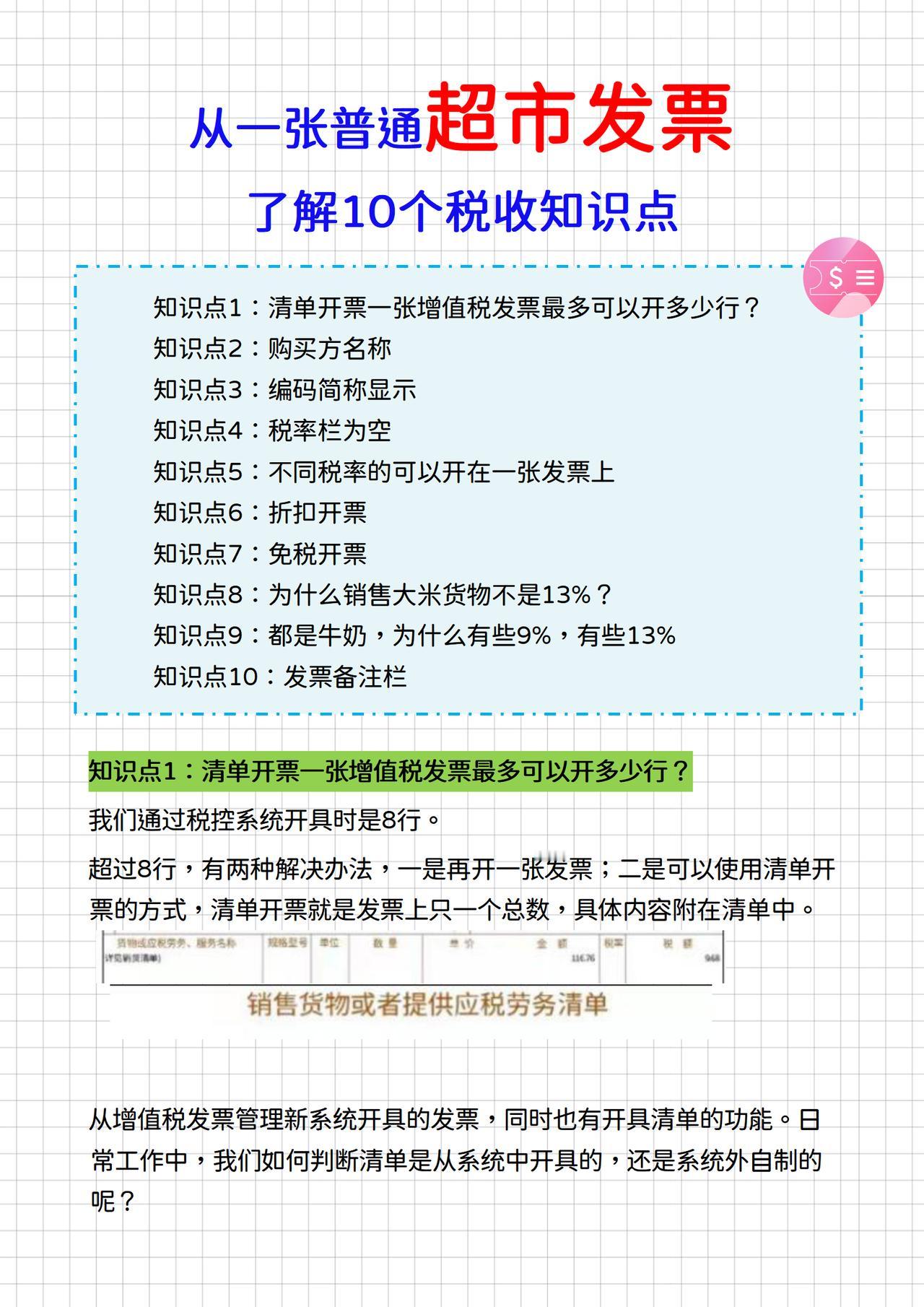 财务要掌握的，超市发票包含的10个税收知识点
#发票##税收##每日一个财务知识