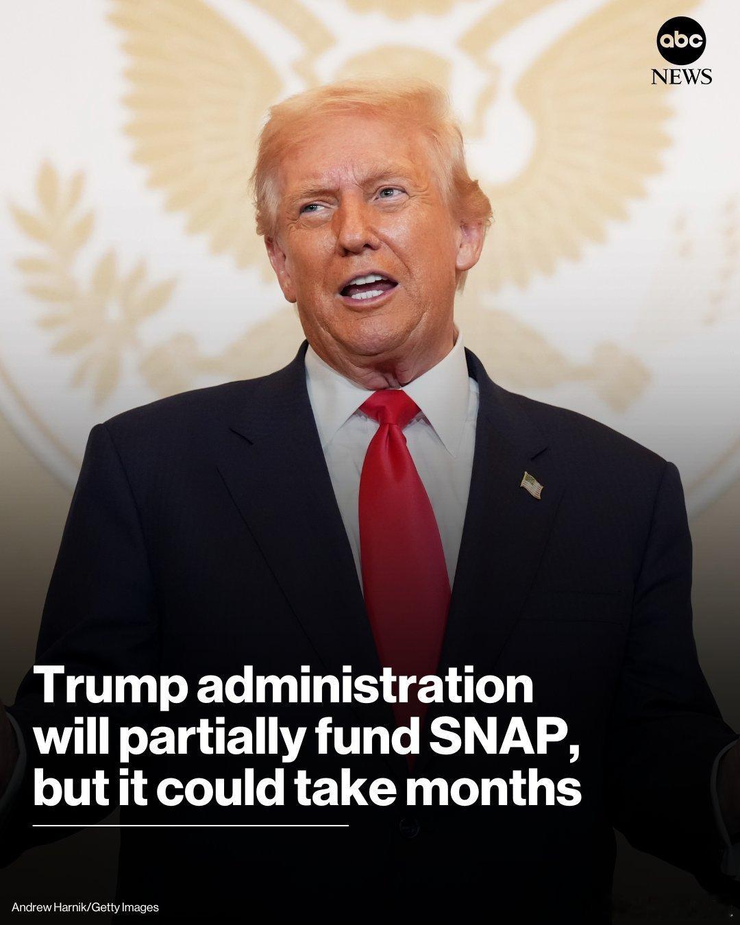 1、特朗普政府承诺拨款 46.5 亿美元部分资助 SNAP（补充营养援助计划），