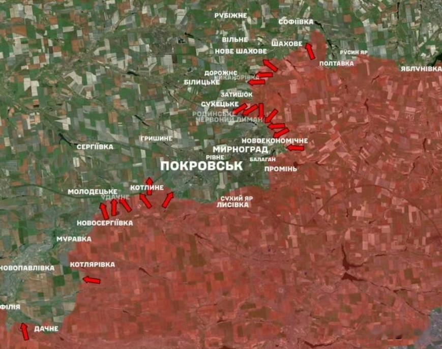 乌克兰总参谋部地图仍显示波克罗夫斯克、米尔诺格拉德和罗丁斯克 100%处于乌方控
