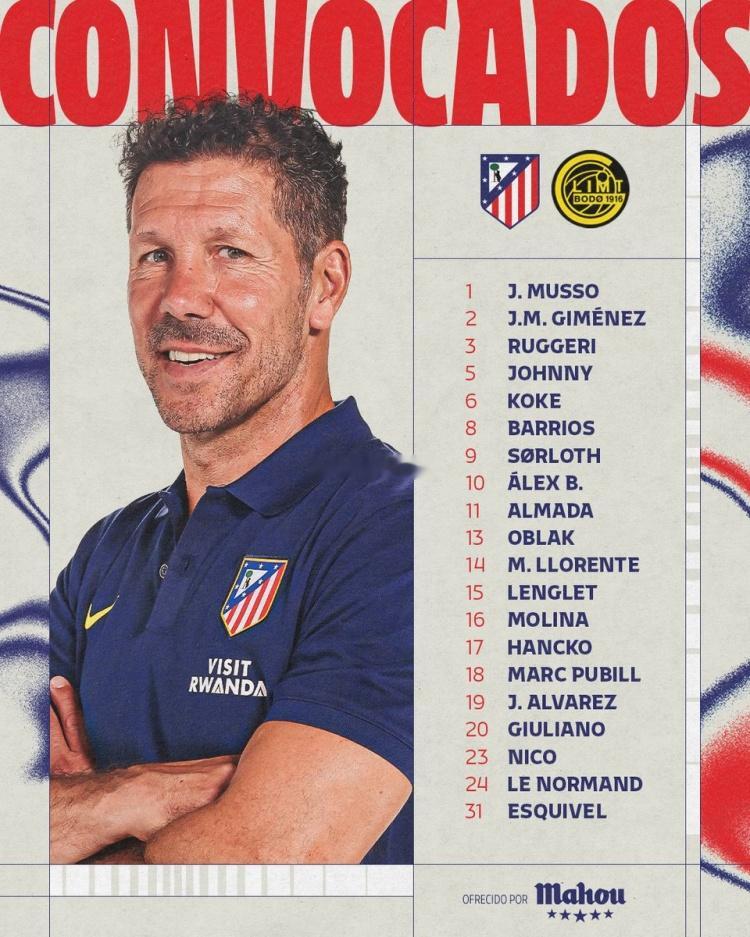 马竞欧冠名单：阿尔瓦雷斯、奥布拉克在列，格列兹曼伤缺足球 1月28日讯 北京时间