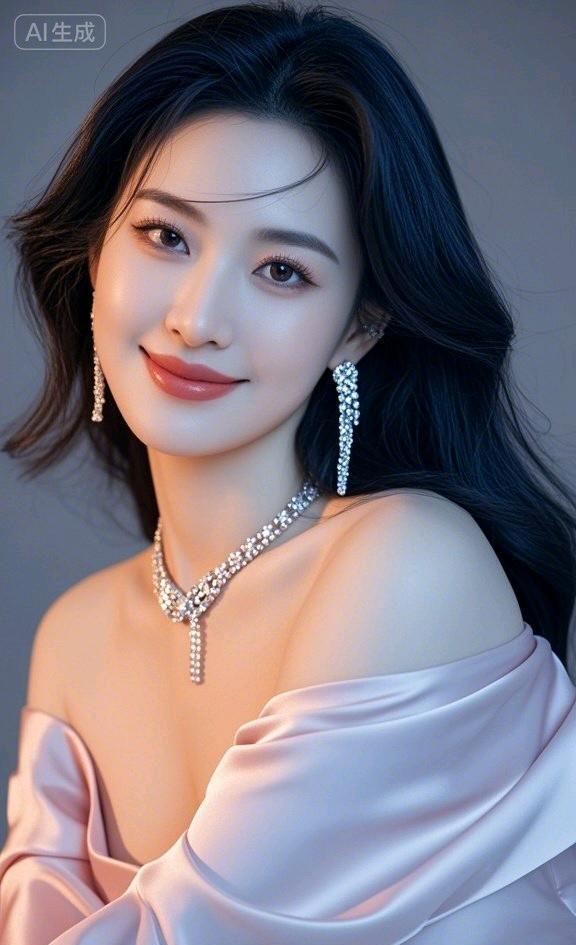 她没滤镜，没修图，一出场全场屏住呼吸。
粉色一字肩，真丝披肩轻轻一搭，不是娇柔，