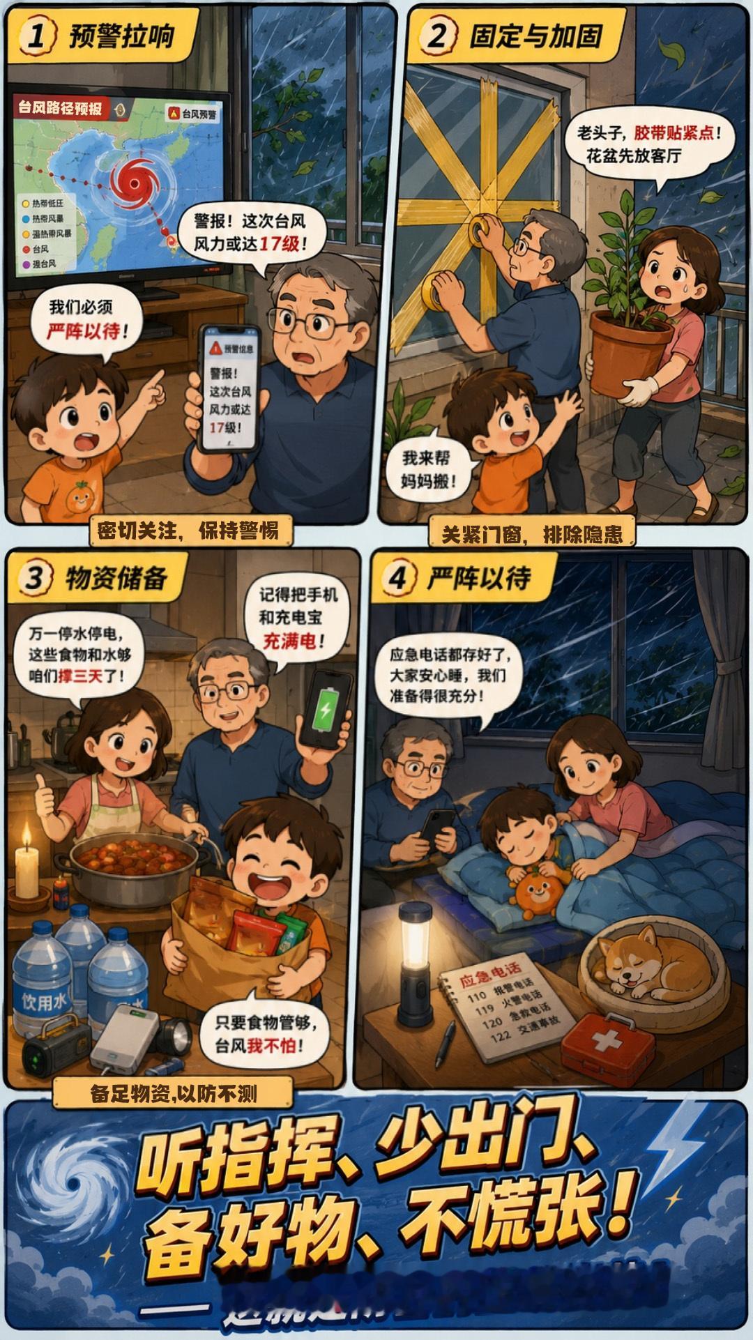 防台的正确姿势你get了吗✅超强台风来袭不用慌！一套家庭防台四步攻略收好👇1⃣