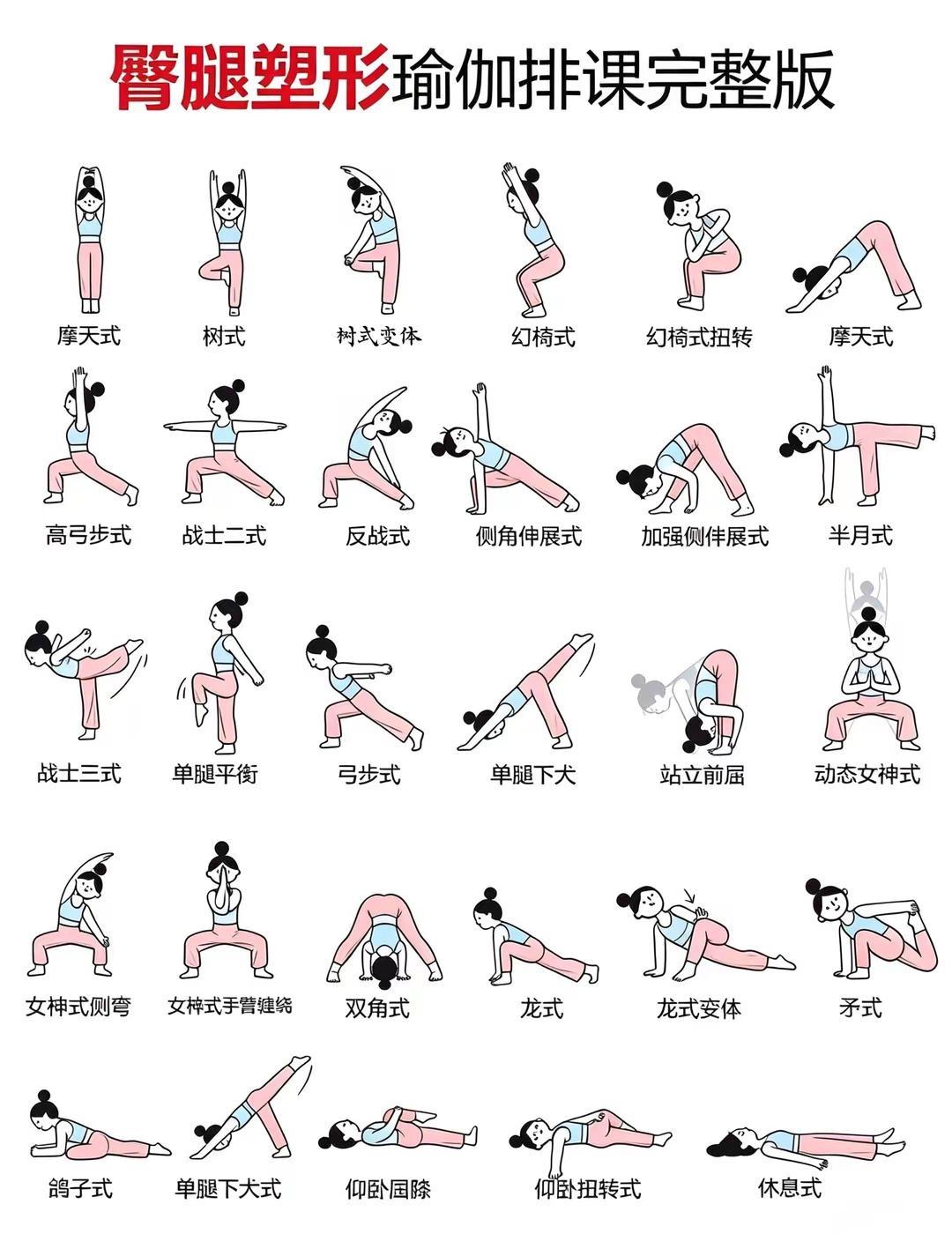 瑜伽排课小人图宽松阔腿裤版-臀腿塑形。零基础学瑜伽 瑜伽改善腿型 瑜伽 美腿瑜伽