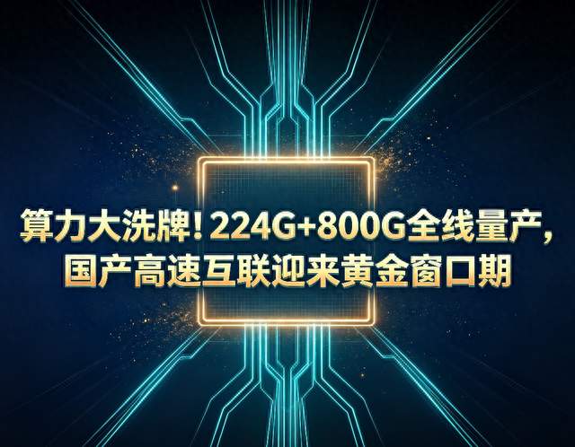算力大洗牌！224G+800G全线量产，国产高速互联迎来黄金窗口期