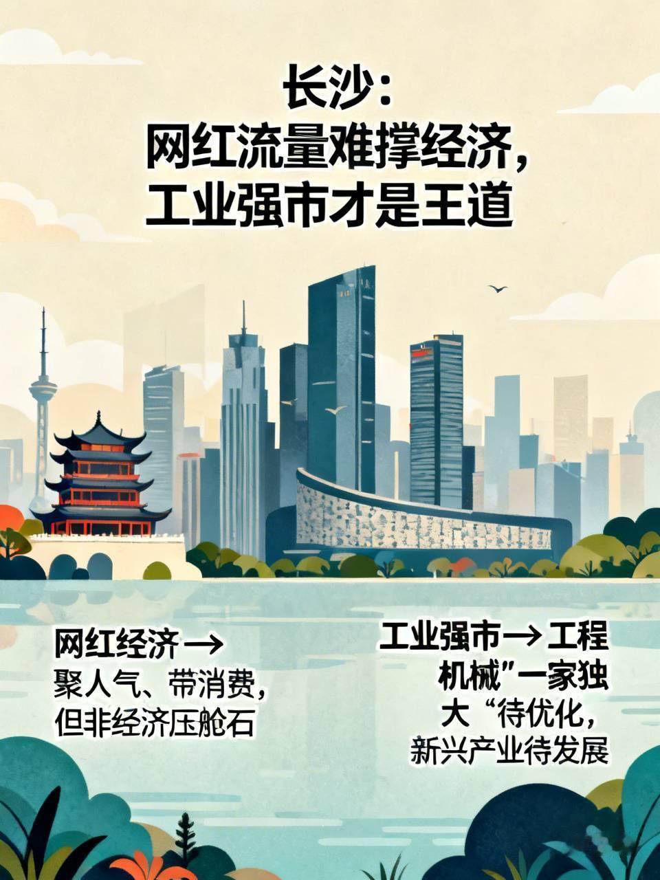 【长沙：网红流量难撑经济增长，工业强市才是王道。】
 
长沙以网红标签出圈，夜经