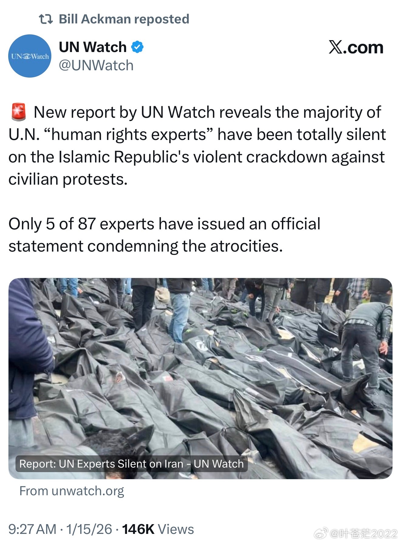 联合国观察组织发布的一份新报告显示，大多数联合国“人权专家”对伊朗伊斯兰共和国暴