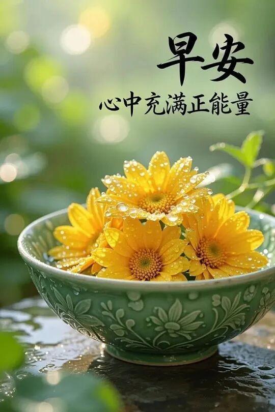 早晨阳光，一碗鲜花，满满正能量！