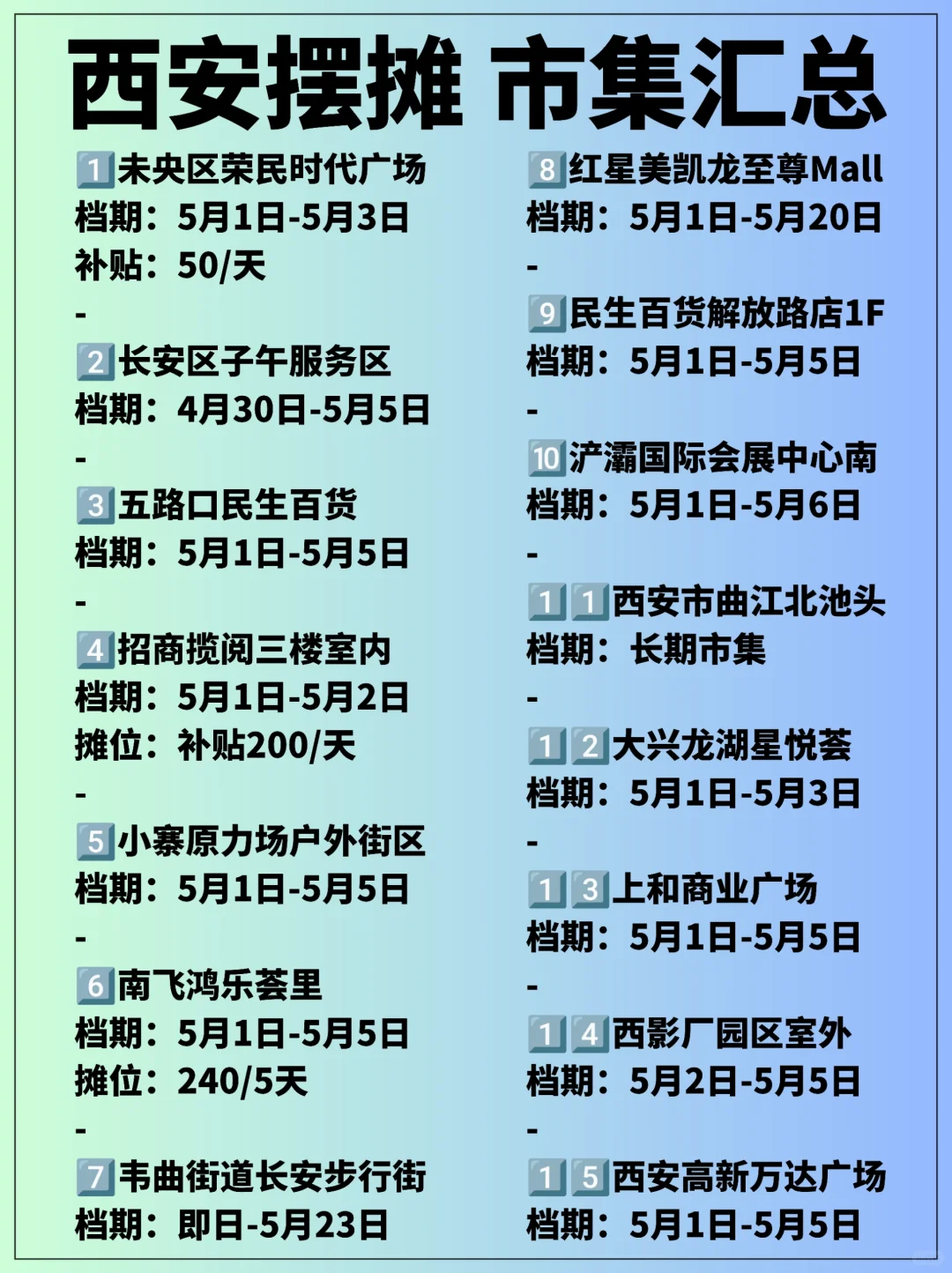 西安摆摊指南❗️近期15个市集活动汇总🎩