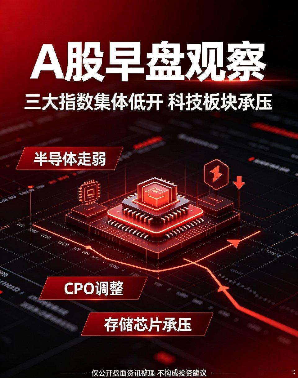 7月17日早盘开盘速览A股三大指数集体低开，受隔夜海外存储科技大跌情绪传导，半导