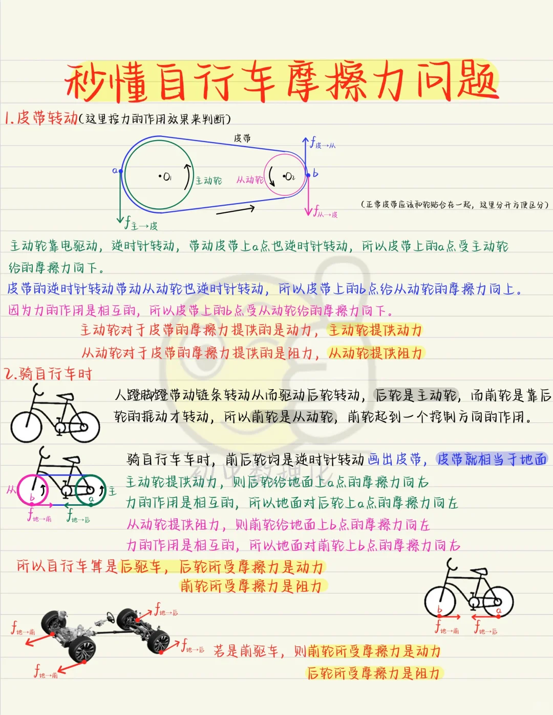 教你一招搞定自行车，传送带摩擦力问题
