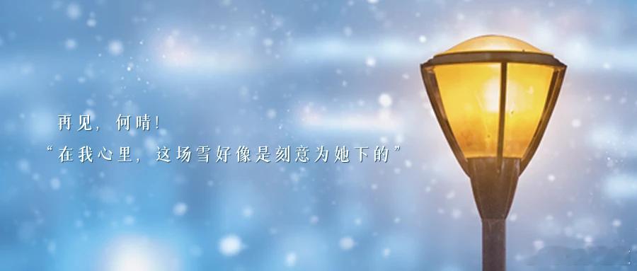再见，何晴！“在我心里，这场雪好像是刻意为她下的”一场雪落，人间倩影化雪归天。1
