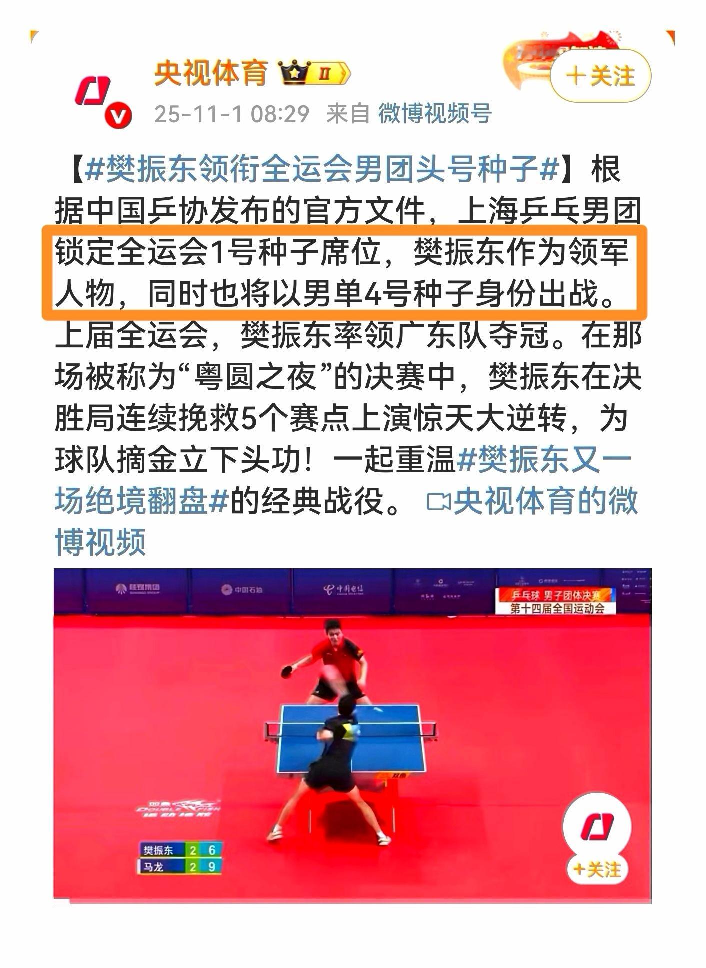 为胜利而生的樊振东向前奔涌吧去掀起属于你的巨浪！我的竞燃榜样樊振东全运会男单4号