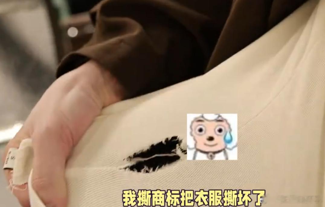 张艺凡张艺凡撕商标把衣服撕坏了旁人撕标签都讲究方法，张艺凡全凭一身蛮力，衣服无辜