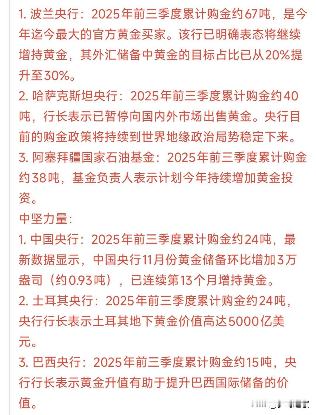 中国前三季度增持黄金24吨黄金仅仅只能排第三，前两位令人意外
中国前三季度一直在