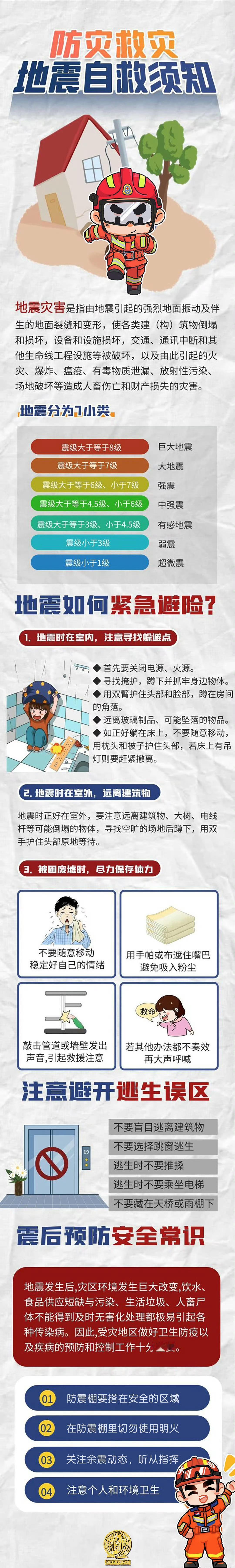【了解地震安全知识】面对地震，无论在室内还是户外，都要提前学习相关安全知识，关键