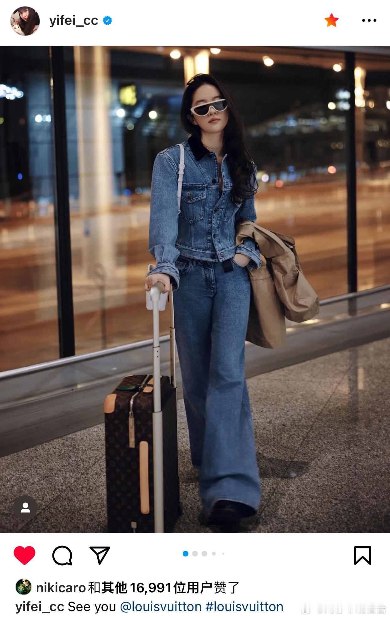 【#刘亦菲#🫧Instagram】IG更新：See you#louisvuit