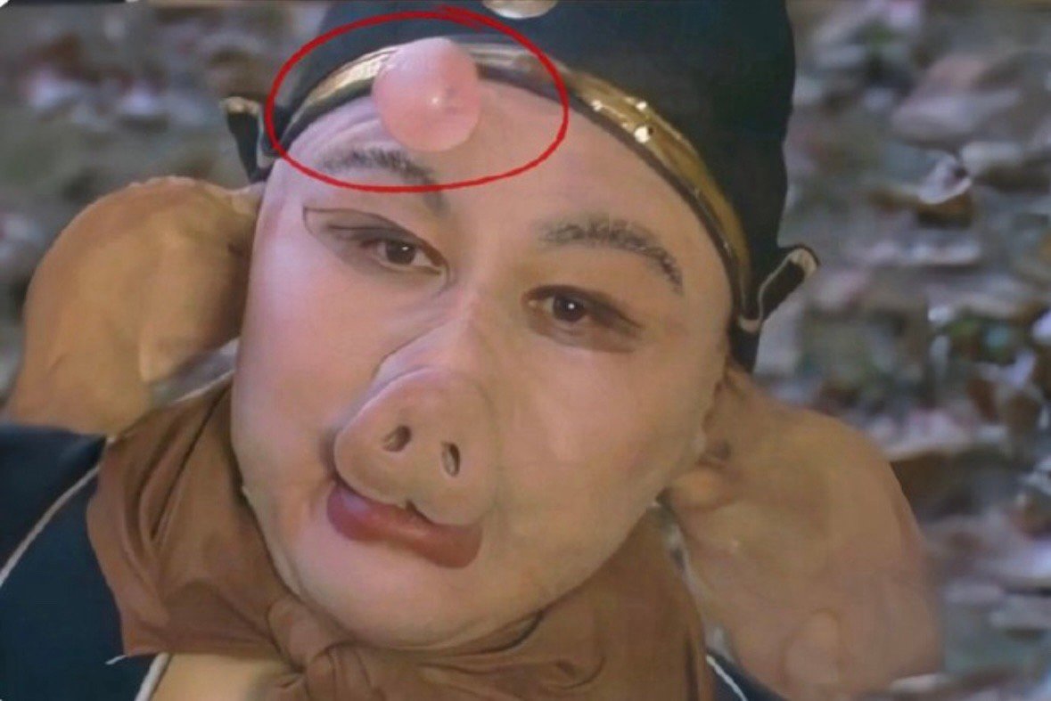 #这竟然是西游记仿妆# 才知道原来猪八戒头上的包当时是用避yt拍的[哆啦A梦吃惊