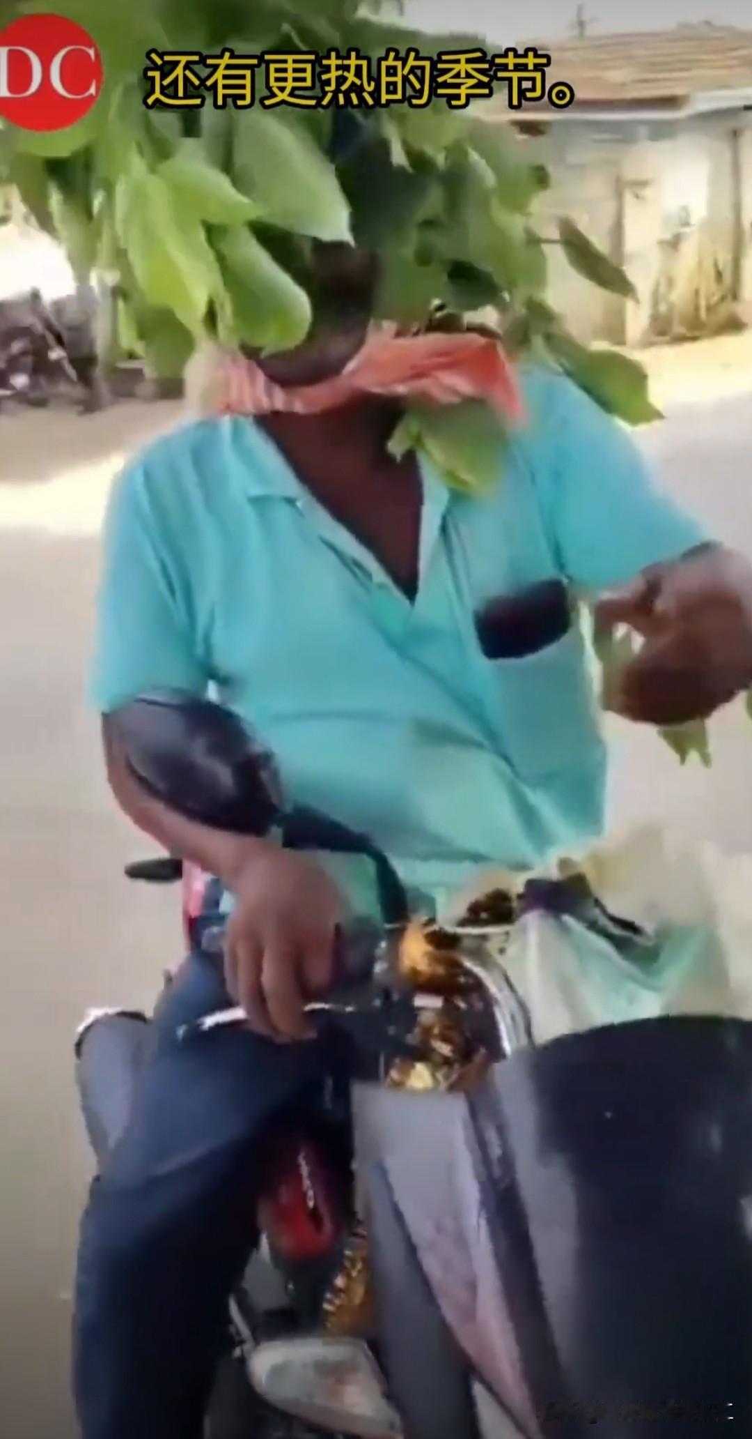 一段印度男子用树叶作为天然屏障抵御印度特伦甘纳邦酷暑的视频在社交媒体上走红。
