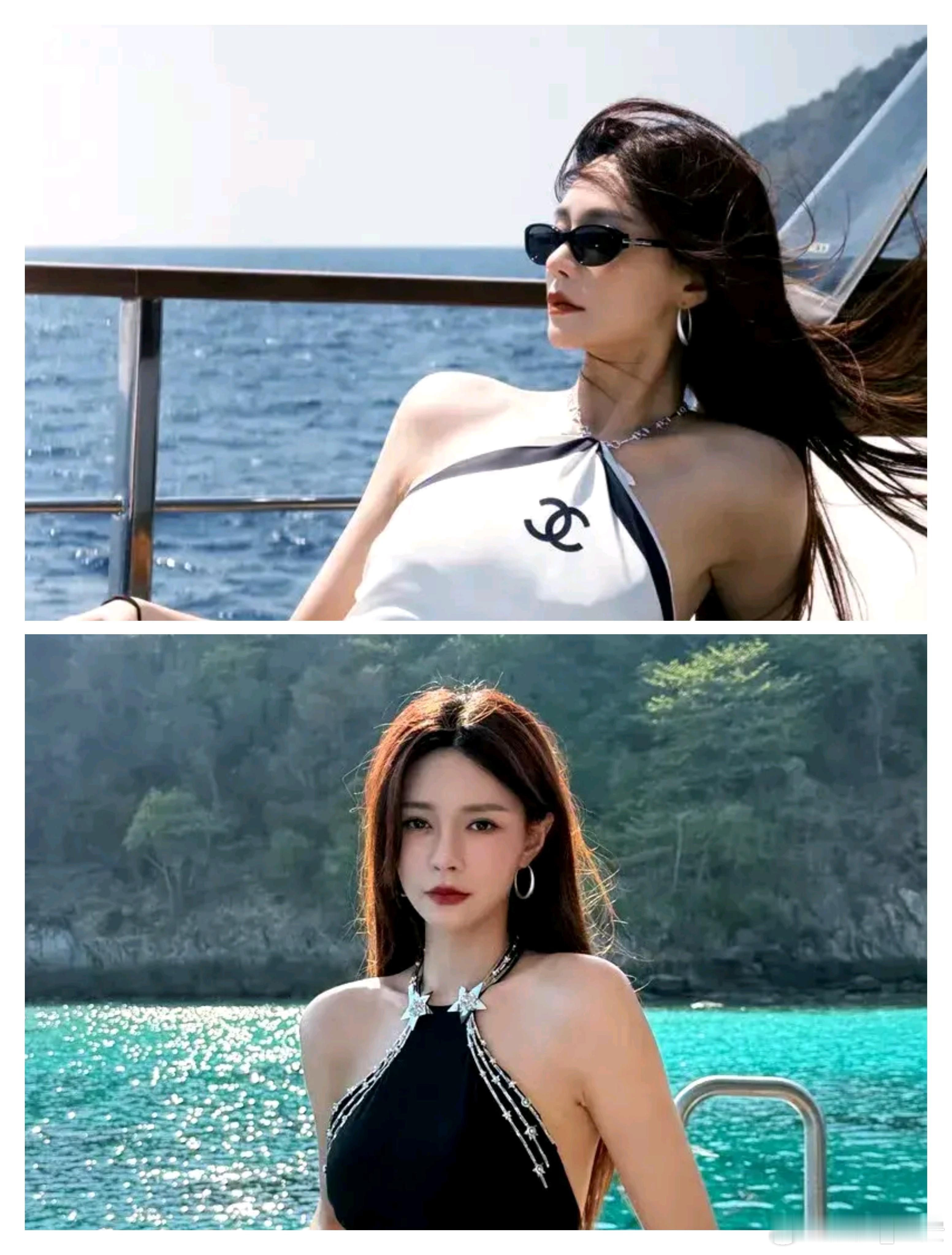 看到沈梦辰晒照，手中的零食瞬间不香了！沈梦辰晒出多张与朋友海上游玩的照片，两位朋