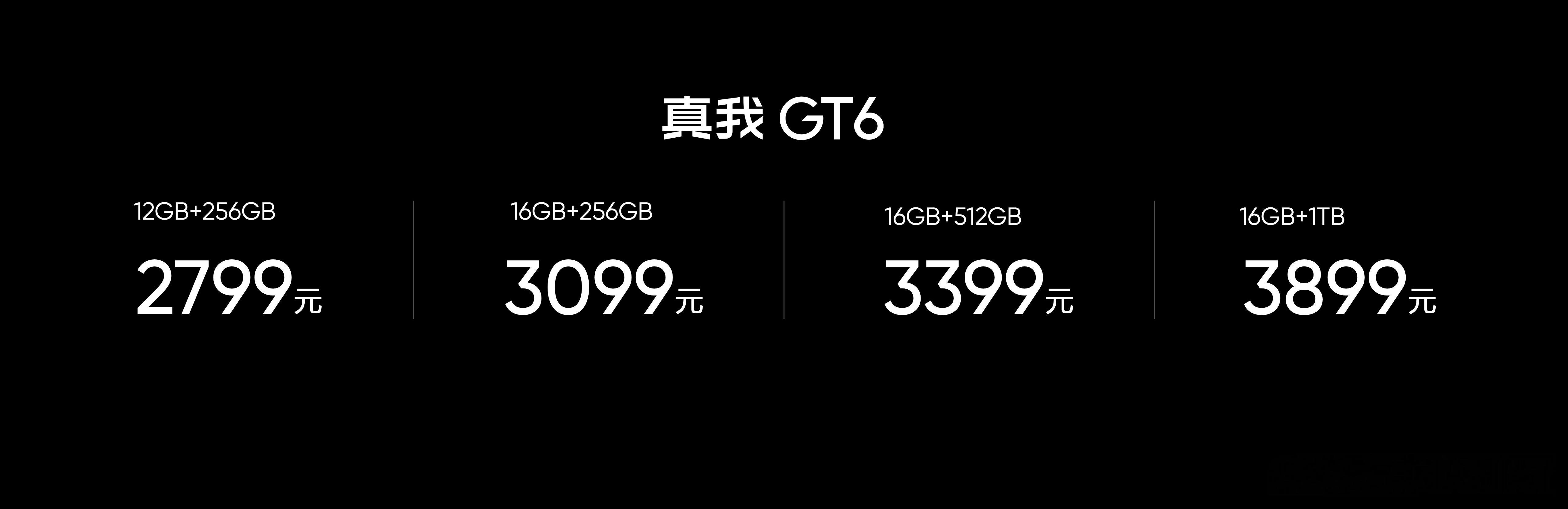 真我GT6价格来了12GB+256GB售价2799元；16GB+256GB售价3
