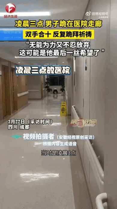 凌晨三点，华西医院的走廊。

一个男人跪在地上。他面前是一面白墙，墙上有一扇窗。
