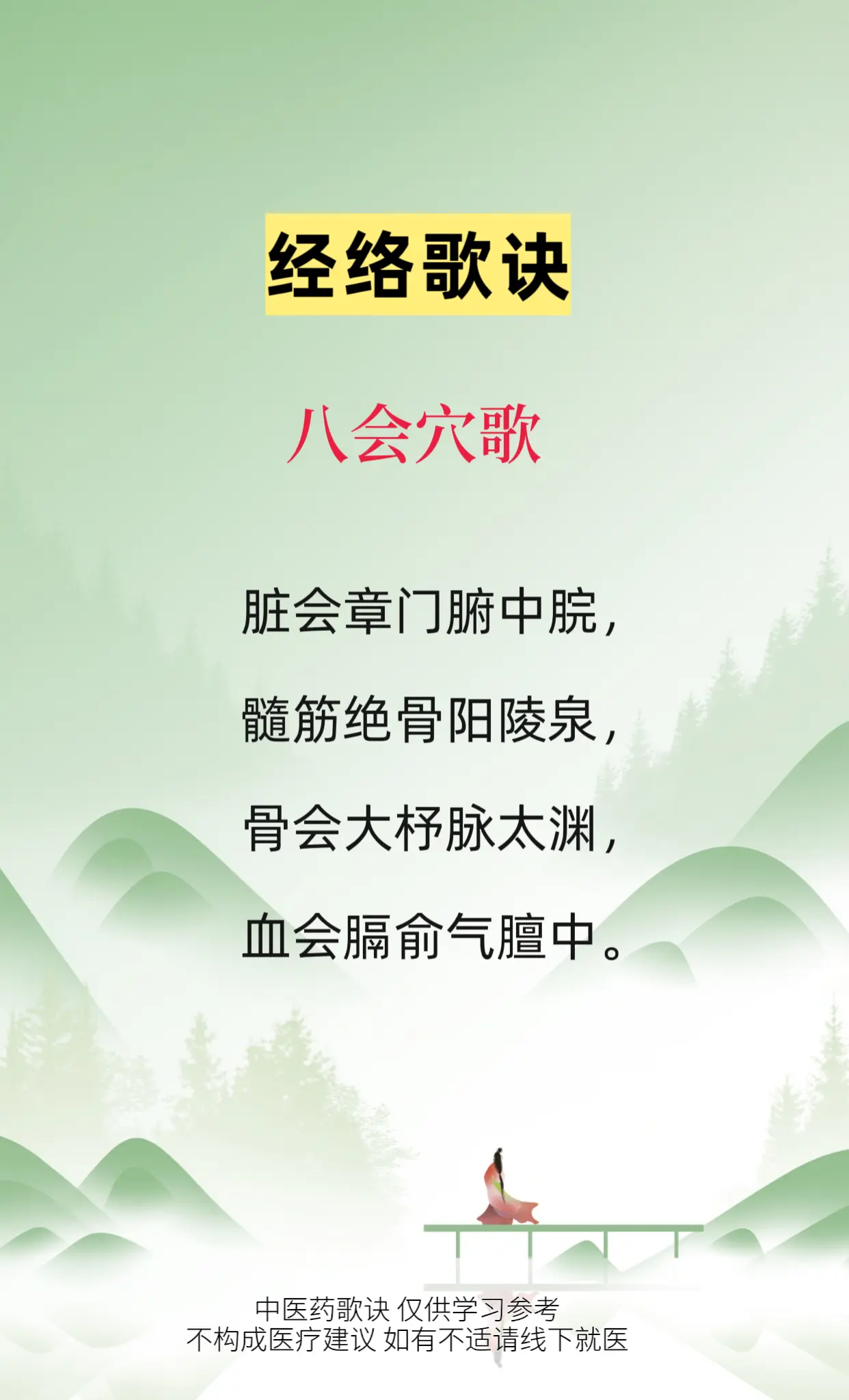 经络歌诀 八会穴与八脉交会穴。