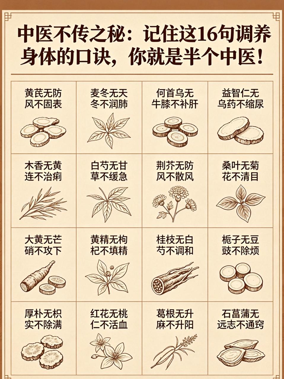 中医不传之秘：黄精无枸杞不填精、红花无桃仁不活血、栀子无豆豉不除烦，记住这16句