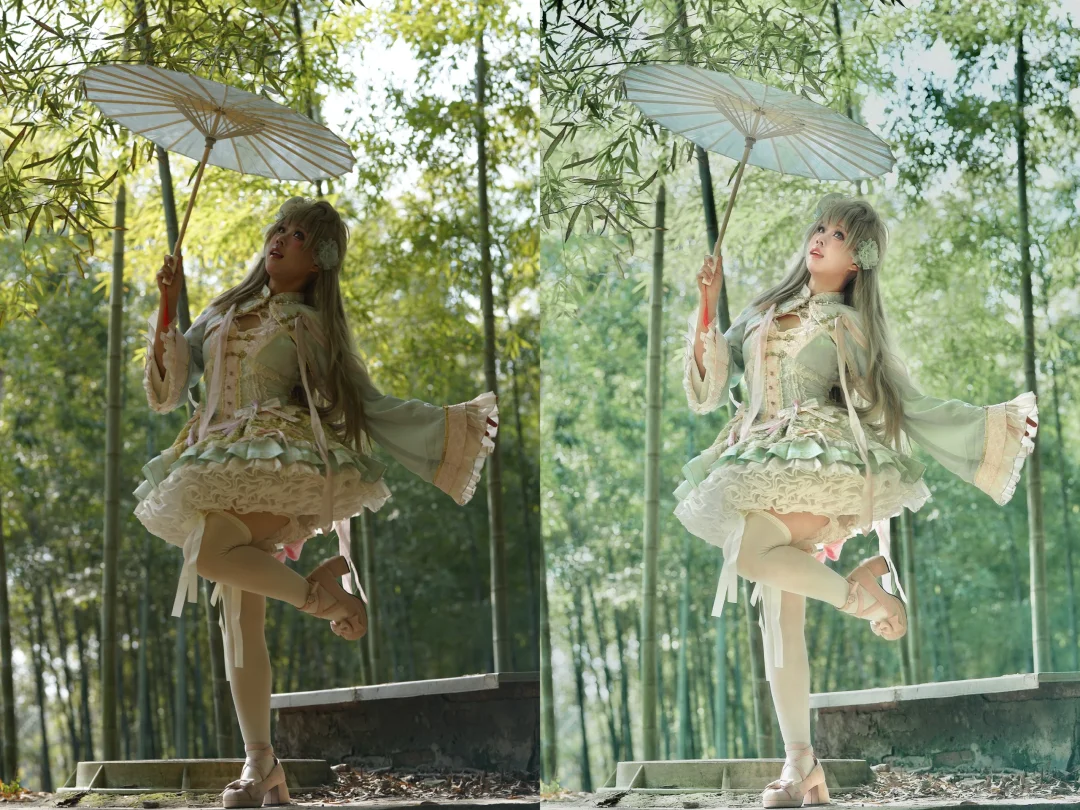 lolita修图调色前后对比图