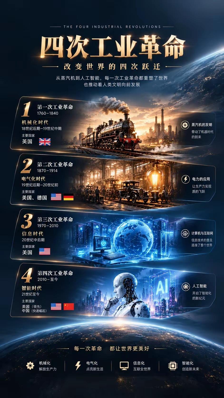 改变世界的四次工业革命[赞]一张图看懂人类文明四次大跃迁[威武]技能改变世界工业