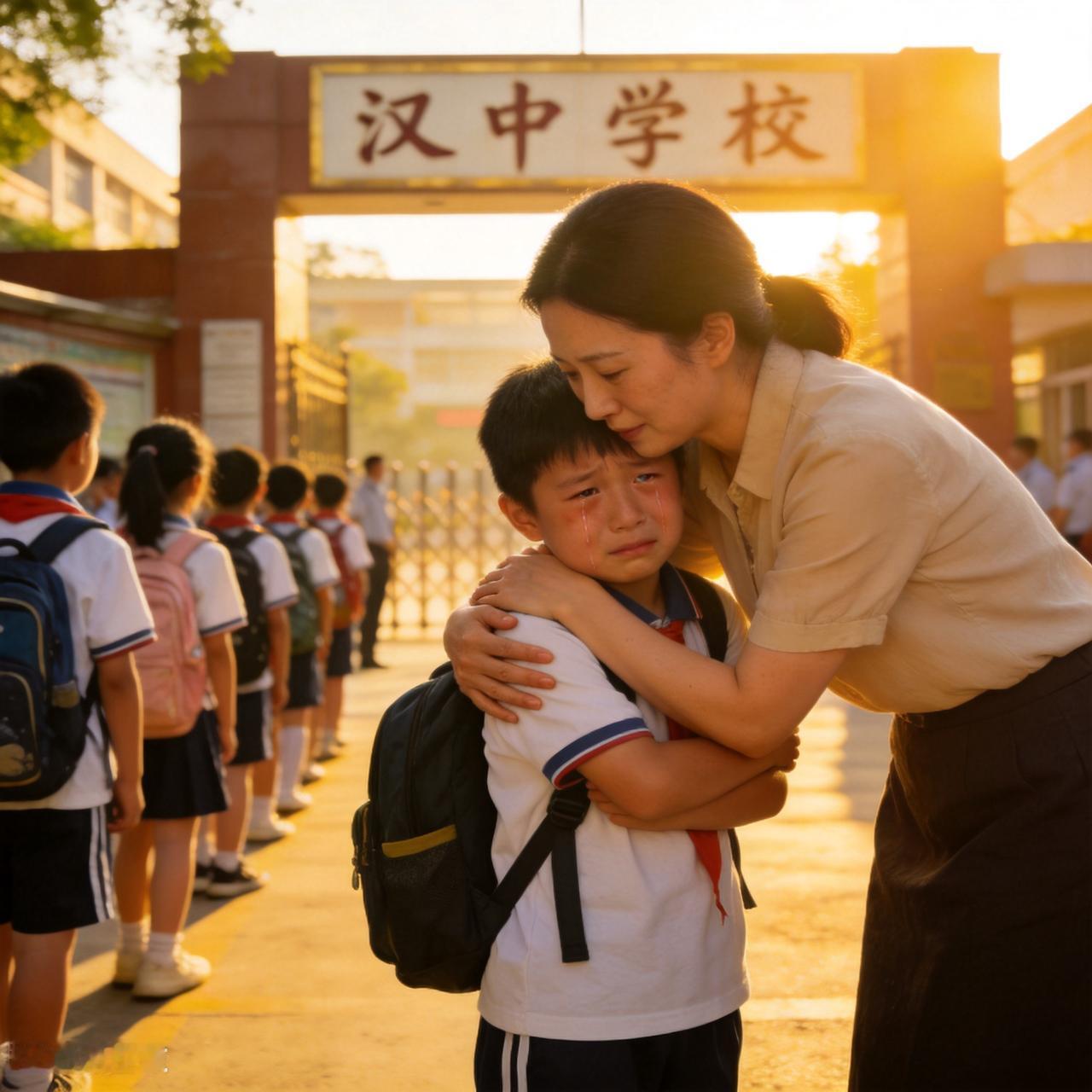 开学第一天，我在汉中校门口看到最戳人的一幕
今早路过汉中某小学门口，撞见了最鲜活
