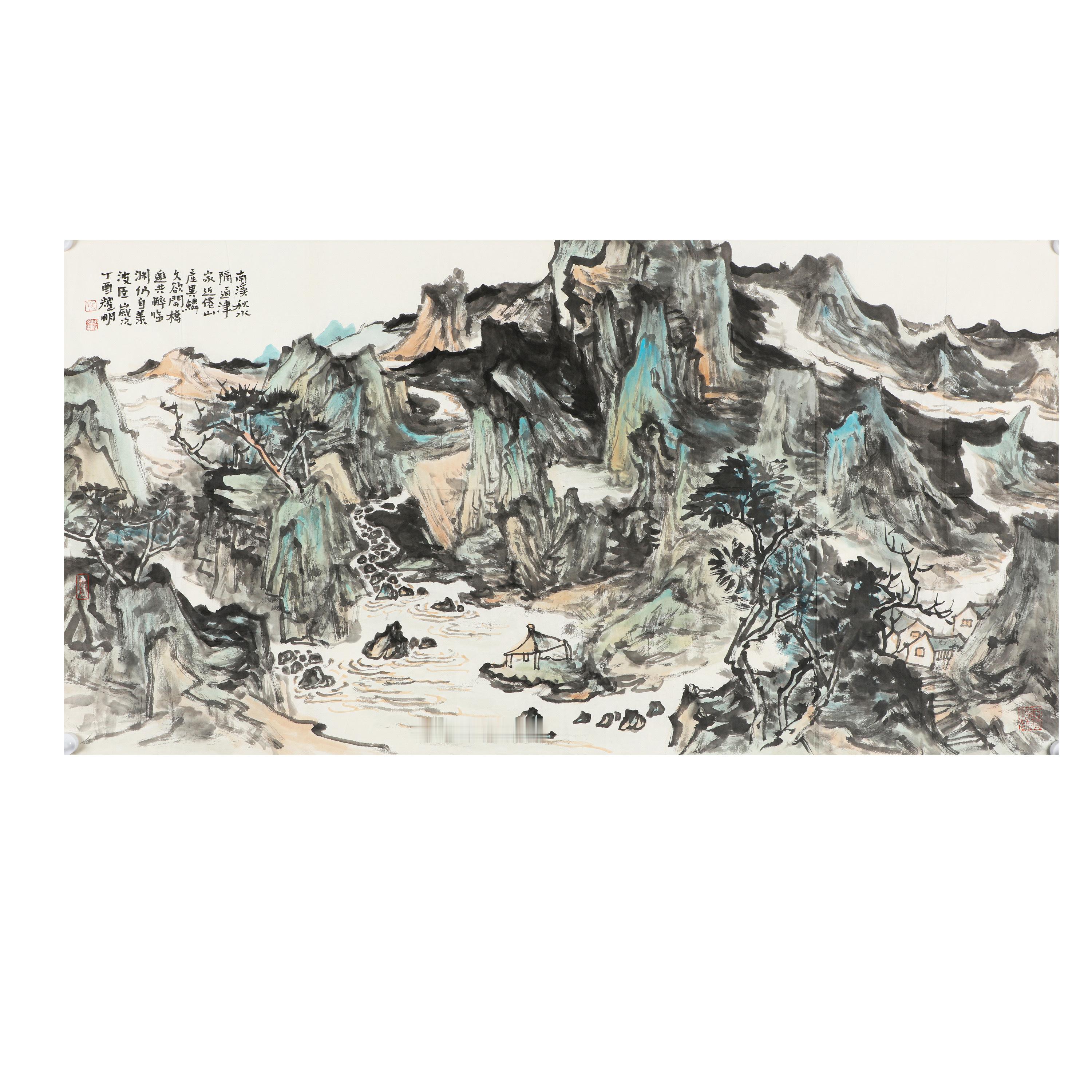 【墨色交响，虚实相生】浓淡干湿，墨色如乐；远近高低，空间如诗。山石以斧劈皴勾勒筋